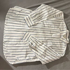 Striped White and Blue Button-Up Shirt